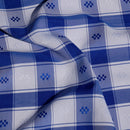 Tecido para toalhas de mesa minimate barato poliester xadrez azul e branco grande